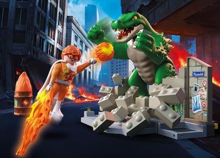 In Playmopolis, the new Playmobil heroes meet oversized monsters.