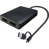i-tec USB-A/USB-C Dual 4K DP Video Adapter 2x 4K DP Display Adapter mit DisplayLink Chip 6950 (USB Typ-C, USB-A, 6 cm)