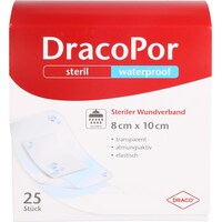 Dracco DracoPor waterproof 8 cm x 10 cm steriler Wundverband, 25 St. Wundauflagen (25 x)