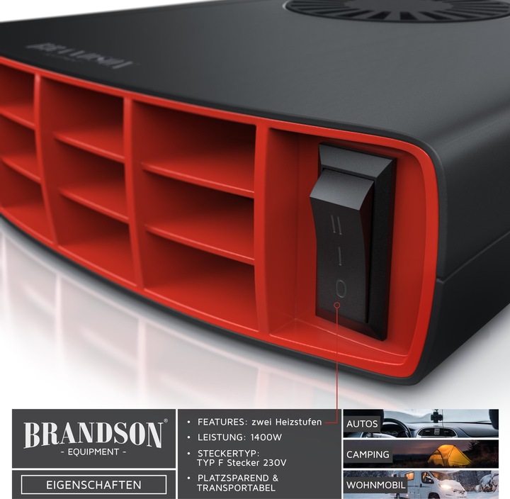 Brandson Auto Standheizung 1450W - Mobile Innenraumheizung Mit 2 Stufen
