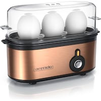 Arendo Edelstahl Eierkocher 3-fach, 210 W, Edelstahl, Härtegrad einstellbar, für 1-3 Eier, kupfer