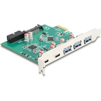Delock USB 5 Gbps PCIe x1 Karte zu 3x extern Typ-A + 2x extern USB Type-C Buchse und 1x intern 19 Pi