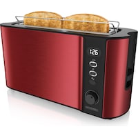 Arendo Toaster Edelstahl 2 Scheiben Langschlitz, Display mit Restzeitanzeige, Doppelwand, Brötchenaufsatz