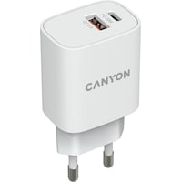 Canyon Charger 1xUSB-A + 1xUSB-C 20W PD white retail (20 W, Power Delivery, Quick Charge 3.0)