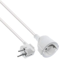 InLine Power extension earth contact plug angled / socket, white, 3m (3 m, CEE 7/4)