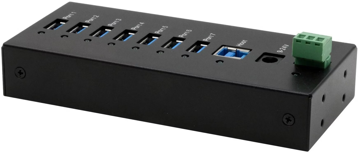 Exsys 7 Port USB 3.2 Gen 1 HUB Metall-Gehäuse, inkl. USB 3.0 Kabel, Din ...