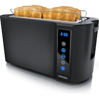 Arendo Toaster Edelstahl 4 Scheiben Langschlitz, Display mit Restzeitanzeige, Touchpannel, Brötchenaufsatz