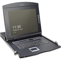 Digitus Modulare Konsole mit 43,2cm 17Zoll TFT 1 Port KVM & Touchpad deutsche Tastatur RAL 9005 schwarz