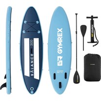 Gymrex Inflatable SUP Board - 135 kg - blue/navy blue - set with paddle and accessories