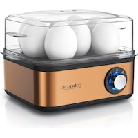 Arendo Eierkocher für 1 bis 8 Eier, Edelstahl, Warmhaltefunktion, Härtegrad einstellbar, 500 W, Kupfer