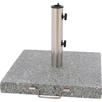 VCM Sonnenschirmständer 30kg Granit poliert grau eckig Edelstahl 45 x45 cm  Griff