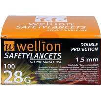Wellion Safetylancets 28G Sicherheitseinmallanz, 100 St LAN (Lanzette)