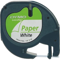 Dymo Paper tape black on white (1.20 cm, White)
