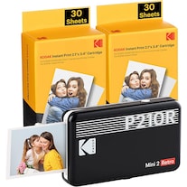 Kodak MINI 2 RETRO P210RB60 PORTABLE U'INSTANT PHOTO PRINTER BUNDLE 2.1X3.4 BLACK