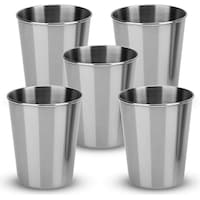 Intirilife 5x Stackable Stainless Steel Mugs in 55 ml