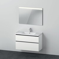 Duravit D-Neo Möbel-Set, Möbelwaschtisch mit Waschtischunterschrank wandhängend und LED Spiegel, 1000x200