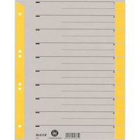 Leitz Trennblätter, A4 Überbreite, Kraftkarton 230g/qm, gelb aus grauem Karton mit gelben Taben, Bla