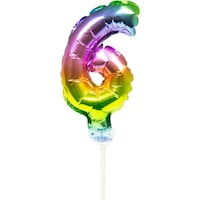 Folat Folienballon Tortenaufsatz Regenbogen Zahl 6 - 13