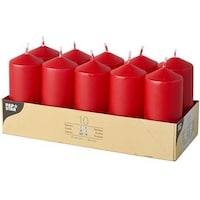 Papstar Pillar candles, 40 mm, red, pack of 10 Diameter: 40 mm, Height: 90 mm, Burn time: approx. 9 hours