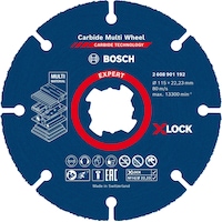 Bosch Professional Zubehör EXPERT Carbide Multi Wheel X-LOCK Trennscheibe, 115 mm, 22,23 mm