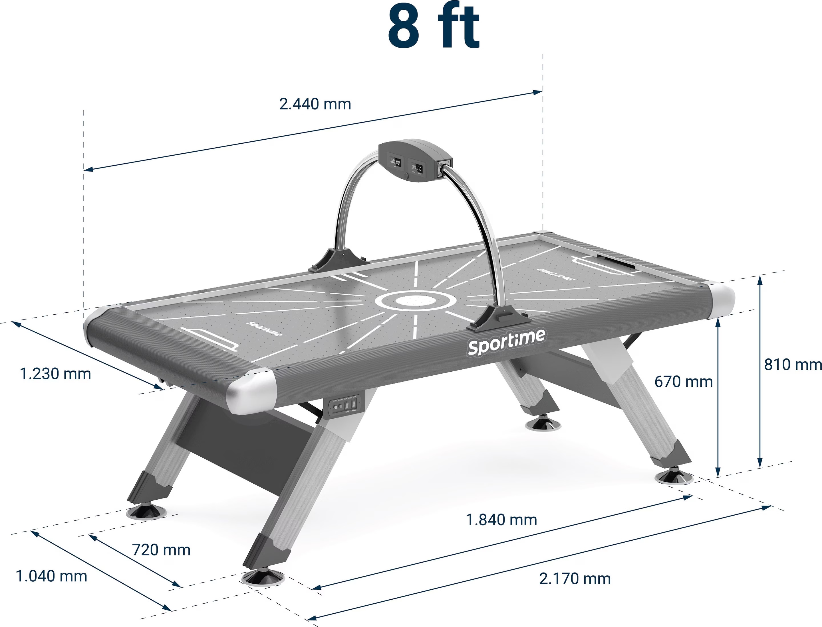 Sportime Airhockeytisch Blizzard - Profi Tisch Mit Elektro-Zähler & Luft-Gebläse