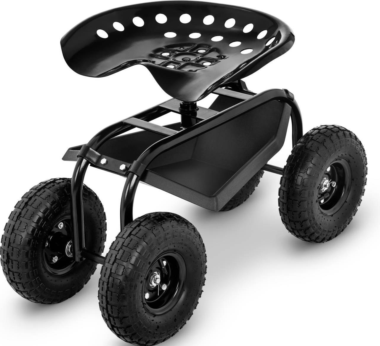 Hillvert Fahrbarer Gartensitz Garten Rollsitz Gartenhelfer Sitzwagen