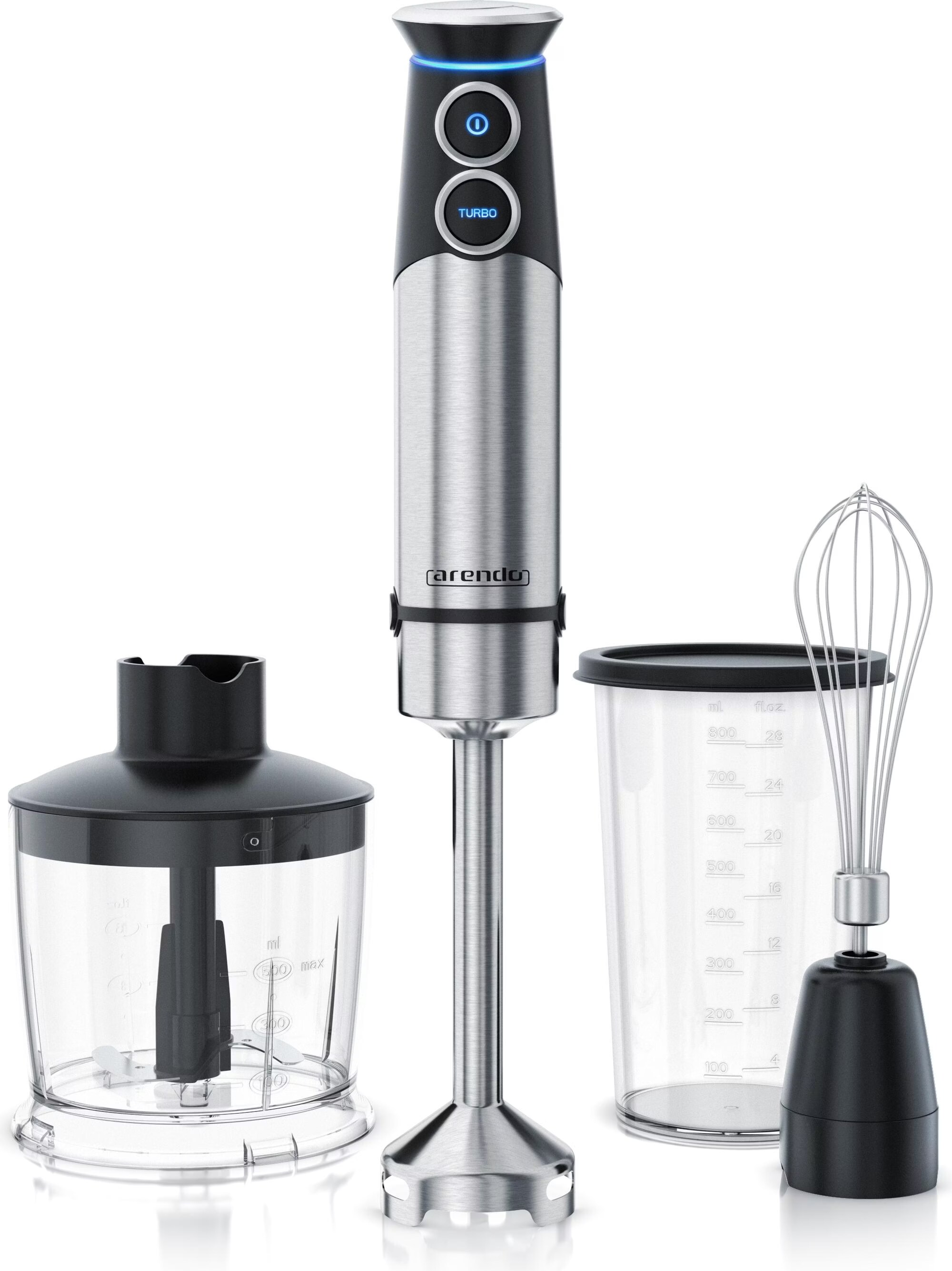 SOLVIEW 1500W Stabmixer Set - 5-in-1 Edelstahl Mit Häcksler & Aufsätzen